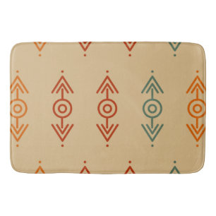 Alfombrilla De Baño Azteca Geométrica Azul Y Tribal Naranja Sudoeste
