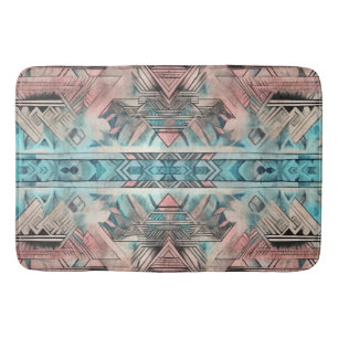 Alfombrilla De Baño Azteca Pastel Sudoeste Rosa Y Azul