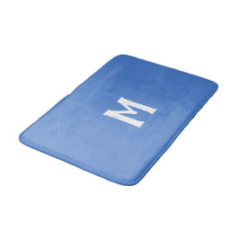 Alfombrilla De Baño Azul Aciano Blanco Monograma