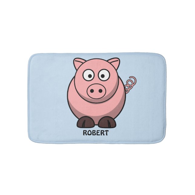 Alfombrilla De Baño Azul de cerdo animal personalizado (Anverso)