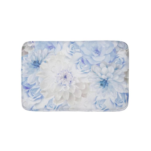 Alfombrilla De Baño Azul Floral Rústico (Anverso)