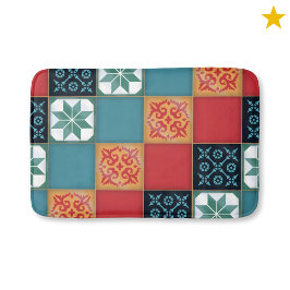 Alfombrilla De Baño Azul Juego De Mesa De Baldosas De Azulejos Español