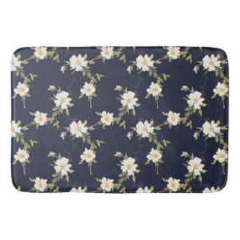Alfombrilla De Baño Azul Marino Blanco Floral