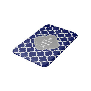 Alfombrilla De Baño Azul marino Whats marroquí #5 Gris 3 Monograma ini