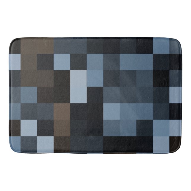 Alfombrilla De Baño azul, marrón, tela, textil, diseño, chapado, (Anverso)