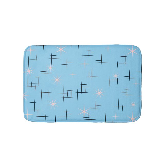 Alfombrilla De Baño Azul Mid Century moderno (Anverso)