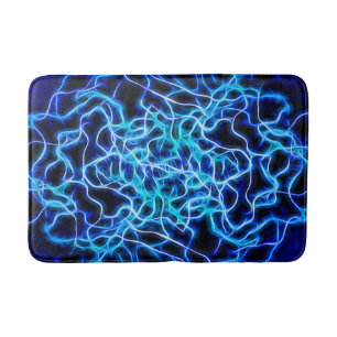 Alfombrilla De Baño Azul Neon Eléctrico Bobina Tesla Relámpago