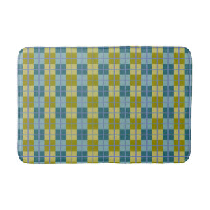 Alfombrilla De Baño Azul Oliva Amarillo Púrpura Patrón