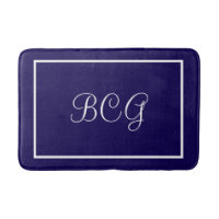 Alfombrilla de baño azul oscuro monogramada