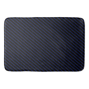 Alfombrilla De Baño Azul oscuro y negro diagonal rayado