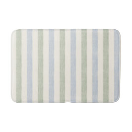 Alfombrilla De Baño Azul Pastel Verde Salvia Raya Boho Casa de Campo