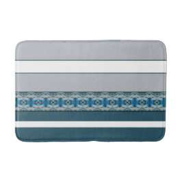 Alfombrilla De Baño Azul Patentado Con Acentos Gris