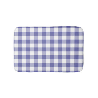 Alfombrilla De Baño Azul Periwinkle Gingham Cuadro Moderno Patrón