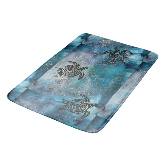 Alfombrilla De Baño Azul Purpurinoso de tortuga marina mágica (Angular)