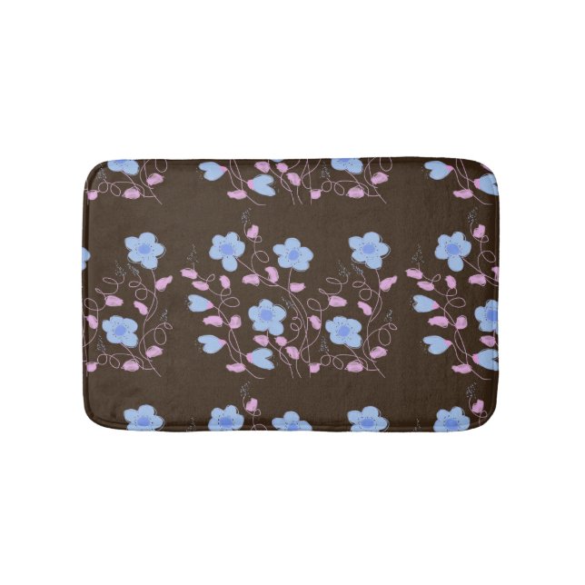 Alfombrilla De Baño Azul Rosa Y Marrón Chocolate (Anverso)