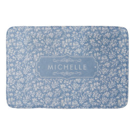 Alfombrilla De Baño Azul Suave Pastel y Patrón Bohemio Floral Gris Bla