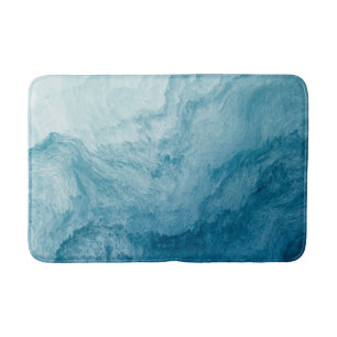 Alfombrilla De Baño Azul Tranquilo Océano Olas Naturaleza Resumen Arte