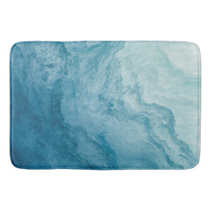 Alfombrilla De Baño Azul Tranquilo Océano Olas Naturaleza Resumen Arte