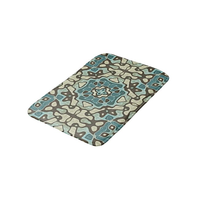 Alfombrilla De Baño Azul Verde azulado Verde Gris Ochre Hip Orient Bal (Angular)