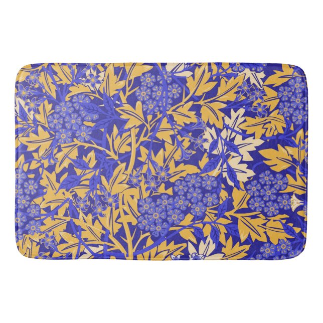 Alfombrilla De Baño Azul vivo ornamental y amarillo dorado (Anverso)