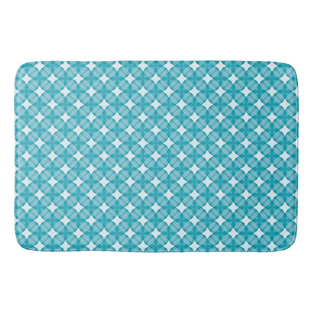 Alfombrilla De Baño Azul y blanco de gingham (Anverso)