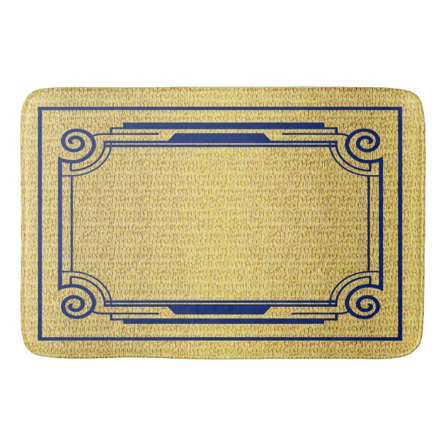 Alfombrilla De Baño # Azul y oro art decó (Anverso)