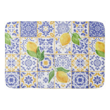 Azulejo de Acuarela Mediterráneo Patrón de Limón