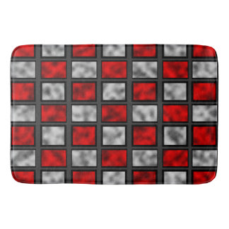 Alfombrilla De Baño Azulejos de Vidrio Grises Rojos