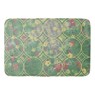 Alfombrilla De Baño Azulejos verdes florales