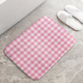 Alfombrilla De Baño Baby Pink Gingham Pattern
