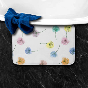 Alfombrilla De Baño Bailando Dandelions   Patrón floral acuarela