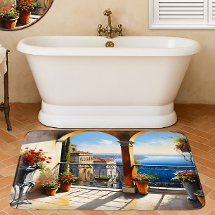 Alfombrilla De Baño Balcón italiano de la costa mediterránea