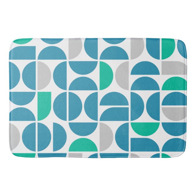 Alfombrilla De Baño Baldosas acuáticas de mediados del siglo (Anverso)