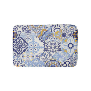 Alfombrilla De Baño Baldosas azules de color azulón: tónica a mano.