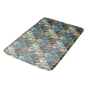 Alfombrilla De Baño Baldosas coloridas y pulidas de madera o piedra