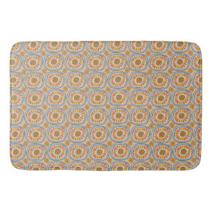 Alfombrilla De Baño Baldosas Retro Vuelta a México Patrón Daisy Naranj