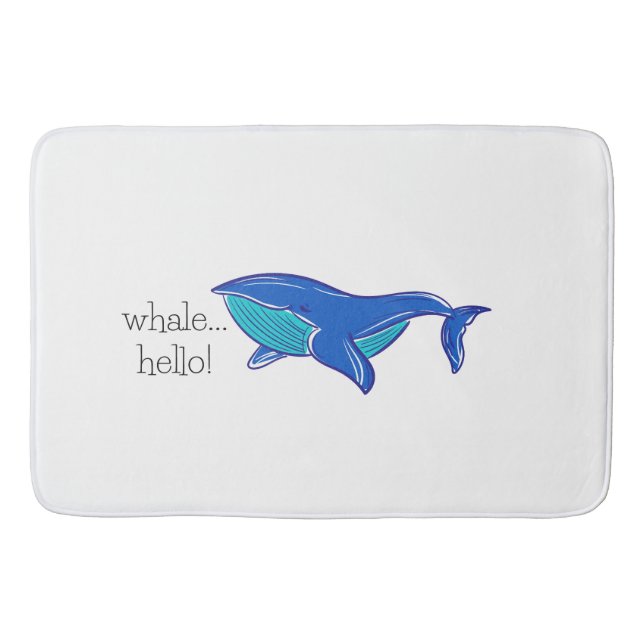 Alfombrilla De Baño Ballena linda Hola Blue Bath Mat (Anverso)