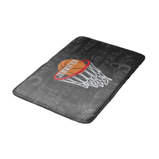 Alfombrilla De Baño Baloncesto de Chalkboard y Hoop personalizados