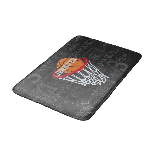 Alfombrilla De Baño Baloncesto de Chalkboard y Hoop personalizados (Angular)