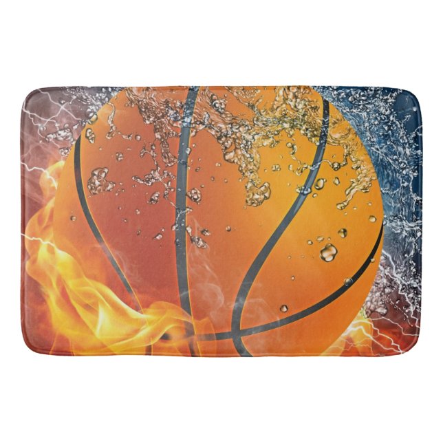 Alfombrilla De Baño Baloncesto en llamas (Anverso)