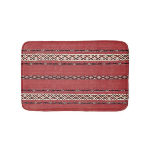 Alfombrilla De Baño Banda triangular Kilim II Blanco negro rojo