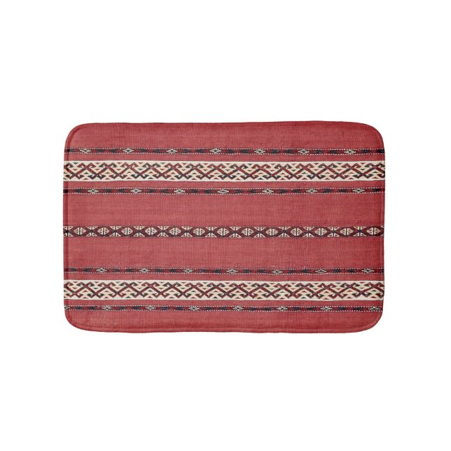 Alfombrilla De Baño Banda triangular Kilim II Blanco negro rojo (Anverso)