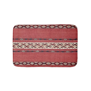Alfombrilla De Baño Banda triangular Kilim IV Blanco negro rojo