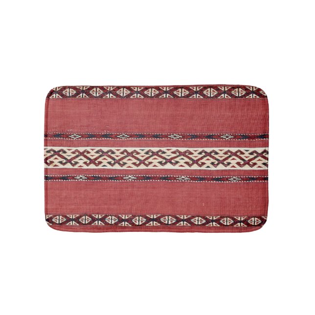 Alfombrilla De Baño Banda triangular Kilim IV Blanco negro rojo  (Anverso)