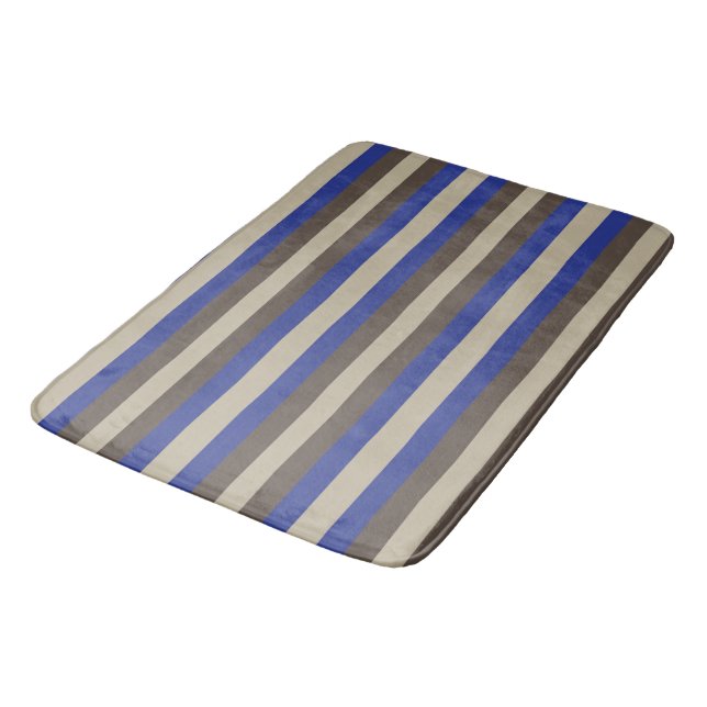 Alfombrilla De Baño Banda vertical beige azul (Angular)