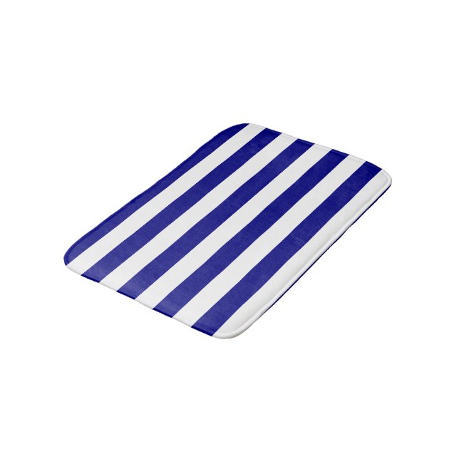 Alfombrilla De Baño Bandas azul y blanca de la Marina (Angular)