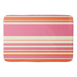 Alfombrilla De Baño Bandas complejas: rosa, Naranja y crema