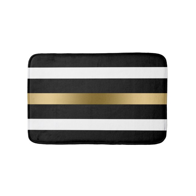 Alfombrilla De Baño Bandas de oro blanco negro (Anverso)