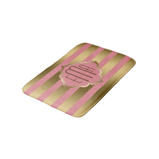 Alfombrilla De Baño Bandas De Oro Y Rosa (Angular)
