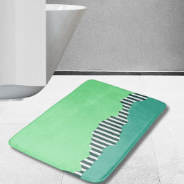 Alfombrilla De Baño Bandas desgarradas modernas de capas verdes turque